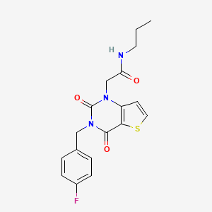molecular formula C18H18FN3O3S B2553139 2-(3-(4-fluorobenzyl)-2,4-dioxo-3,4-dihydrothieno[3,2-d]pyrimidin-1(2H)-yl)-N-propylacetamide CAS No. 1252859-04-3