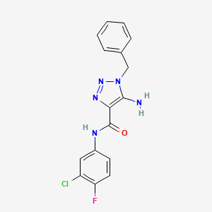molecular formula C16H13ClFN5O B2553147 5-amino-1-benzyl-N-(3-chloro-4-fluorophenyl)-1H-1,2,3-triazole-4-carboxamide CAS No. 900013-19-6