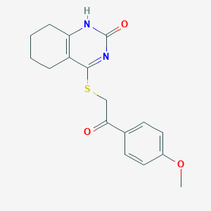 molecular formula C17H18N2O3S B2553165 4-[2-(4-methoxyphenyl)-2-oxoethyl]sulfanyl-5,6,7,8-tetrahydro-1H-quinazolin-2-one CAS No. 898450-46-9