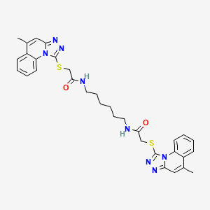 molecular formula C32H34N8O2S2 B2553170 2-[(5-methyl-[1,2,4]triazolo[4,3-a]quinolin-1-yl)sulfanyl]-N-[6-[[2-[(5-methyl-[1,2,4]triazolo[4,3-a]quinolin-1-yl)sulfanyl]acetyl]amino]hexyl]acetamide CAS No. 304863-51-2
