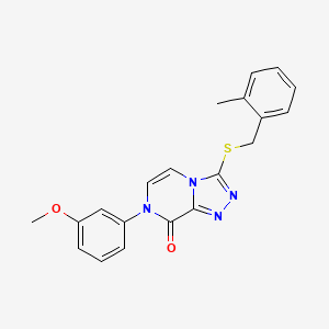 molecular formula C20H18N4O2S B2553188 7-(3-methoxyphenyl)-3-{[(2-methylphenyl)methyl]sulfanyl}-7H,8H-[1,2,4]triazolo[4,3-a]pyrazin-8-one CAS No. 1242906-99-5
