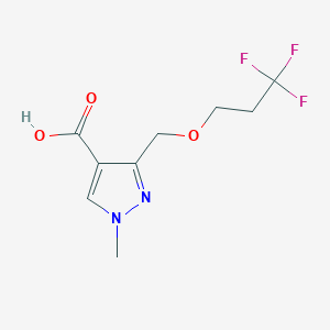 molecular formula C9H11F3N2O3 B2553193 1-methyl-3-[(3,3,3-trifluoropropoxy)methyl]-1H-pyrazole-4-carboxylic acid CAS No. 1975117-73-7