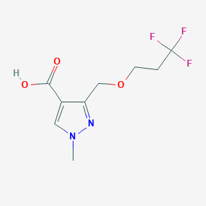 molecular formula C9H11F3N2O3 B2553193 1-Methyl-3-(3,3,3-trifluoropropoxymethyl)pyrazole-4-carboxylic acid CAS No. 1975117-73-7