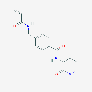 molecular formula C17H21N3O3 B2553196 N-(1-Methyl-2-oxopiperidin-3-yl)-4-[(prop-2-enoylamino)methyl]benzamide CAS No. 2197372-33-9