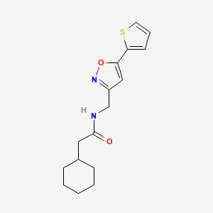 2-cyclohexyl-N-((5-(thiophen-2-yl)isoxazol-3-yl)methyl)acetamide