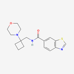 molecular formula C17H21N3O2S B2553216 N-{[1-(morpholin-4-yl)cyclobutyl]methyl}-1,3-benzothiazole-6-carboxamide CAS No. 2380088-29-7