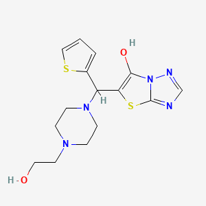 molecular formula C15H19N5O2S2 B2553219 5-((4-(2-Hydroxyethyl)piperazin-1-yl)(thiophen-2-yl)methyl)thiazolo[3,2-b][1,2,4]triazol-6-ol CAS No. 868220-97-7