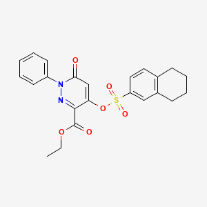 Ethyl 6-oxo-1-phenyl-4-(((5,6,7,8-tetrahydronaphthalen-2-yl)sulfonyl)oxy)-1,6-dihydropyridazine-3-carboxylate