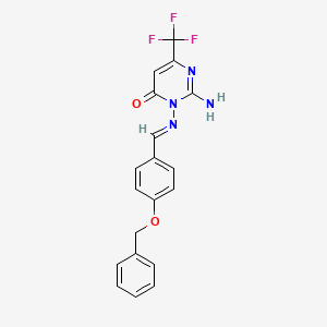 2-amino-3-[(E)-{[4-(benzyloxy)phenyl]methylidene}amino]-6-(trifluoromethyl)-3,4-dihydropyrimidin-4-one