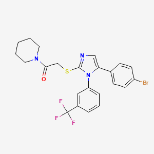 2-((5-(4-bromophenyl)-1-(3-(trifluoromethyl)phenyl)-1H-imidazol-2-yl)thio)-1-(piperidin-1-yl)ethanone