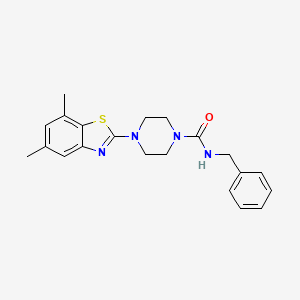 molecular formula C21H24N4OS B2553250 N-benzyl-4-(5,7-dimethyl-1,3-benzothiazol-2-yl)piperazine-1-carboxamide CAS No. 1209735-37-4