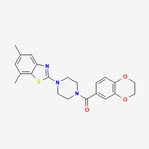 molecular formula C22H23N3O3S B2553253 (2,3-Dihydrobenzo[b][1,4]dioxin-6-yl)(4-(5,7-dimethylbenzo[d]thiazol-2-yl)piperazin-1-yl)methanone CAS No. 897483-19-1