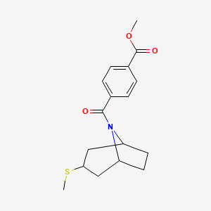 molecular formula C17H21NO3S B2553267 methyl 4-[3-(methylsulfanyl)-8-azabicyclo[3.2.1]octane-8-carbonyl]benzoate CAS No. 1705229-67-9