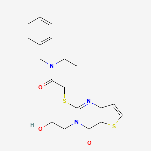 N-benzyl-N-ethyl-2-{[3-(2-hydroxyethyl)-4-oxo-3,4-dihydrothieno[3,2-d]pyrimidin-2-yl]sulfanyl}acetamide