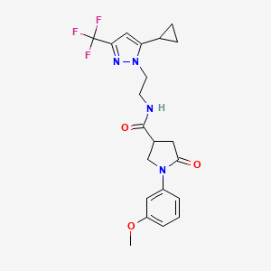 N-(2-(5-cyclopropyl-3-(trifluoromethyl)-1H-pyrazol-1-yl)ethyl)-1-(3-methoxyphenyl)-5-oxopyrrolidine-3-carboxamide
