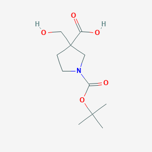 molecular formula C11H19NO5 B2553307 1-[(叔丁氧羰基)羰基]-3-(羟甲基)吡咯烷-3-羧酸 CAS No. 1056623-91-6