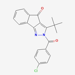 molecular formula C21H17ClN2O2 B2553308 3-(Tert-butyl)-2-((4-chlorophenyl)carbonyl)indeno[3,2-C]pyrazol-4-one CAS No. 1022446-74-7