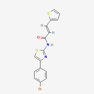 molecular formula C16H11BrN2OS2 B2553309 (E)-N-(4-(4-bromophenyl)thiazol-2-yl)-3-(thiophen-2-yl)acrylamide CAS No. 463358-08-9