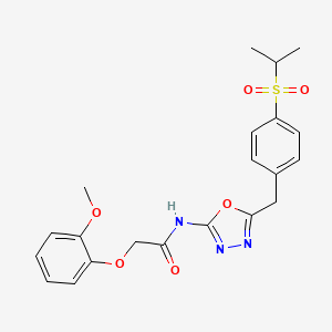 N-(5-(4-(isopropylsulfonyl)benzyl)-1,3,4-oxadiazol-2-yl)-2-(2-methoxyphenoxy)acetamide