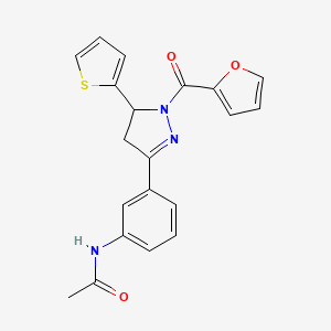 N-(3-(1-(furan-2-carbonyl)-5-(thiophen-2-yl)-4,5-dihydro-1H-pyrazol-3-yl)phenyl)acetamide