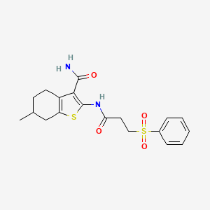 6-Methyl-2-(3-(phenylsulfonyl)propanamido)-4,5,6,7-tetrahydrobenzo[b]thiophene-3-carboxamide