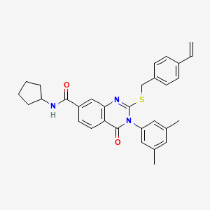 N-cyclopentyl-3-(3,5-dimethylphenyl)-4-oxo-2-((4-vinylbenzyl)thio)-3,4-dihydroquinazoline-7-carboxamide