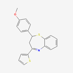 molecular formula C20H17NOS2 B2553358 2-(4-Methoxyphenyl)-4-(thiophen-2-yl)-2,3-dihydro-1,5-benzothiazepine CAS No. 304685-34-5