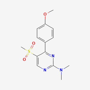 molecular formula C14H17N3O3S B2553361 4-(4-methoxyphenyl)-N,N-dimethyl-5-(methylsulfonyl)-2-pyrimidinamine CAS No. 339110-12-2