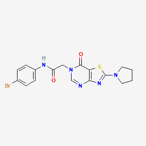 molecular formula C17H16BrN5O2S B2553368 N-(4-bromophenyl)-2-(7-oxo-2-(pyrrolidin-1-yl)thiazolo[4,5-d]pyrimidin-6(7H)-yl)acetamide CAS No. 1223851-50-0
