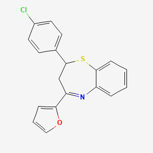 molecular formula C19H14ClNOS B2553370 2-(4-Chlorophenyl)-4-(furan-2-yl)-2,3-dihydro-1,5-benzothiazepine CAS No. 307341-95-3