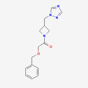 molecular formula C15H18N4O2 B2553380 1-(3-((1H-1,2,4-triazol-1-yl)methyl)azetidin-1-yl)-2-(benzyloxy)ethan-1-one CAS No. 2320896-73-7