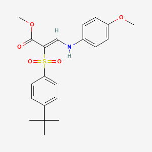 molecular formula C21H25NO5S B2553405 methyl (2Z)-2-[(4-tert-butylphenyl)sulfonyl]-3-[(4-methoxyphenyl)amino]acrylate CAS No. 1327178-62-0