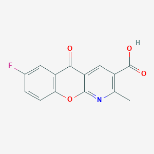molecular formula C14H8FNO4 B2553414 7-fluoro-2-methyl-5-oxo-5H-chromeno[2,3-b]pyridine-3-carboxylic acid CAS No. 338778-16-8