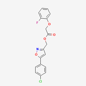 molecular formula C18H13ClFNO4 B2553416 (5-(4-Chlorophenyl)isoxazol-3-yl)methyl 2-(2-fluorophenoxy)acetate CAS No. 946264-75-1