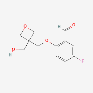 5-Fluoro-2-{[3-(hydroxymethyl)oxetan-3-yl]methoxy}benzaldehyde