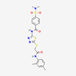 molecular formula C21H23N5O4S3 B2553426 N-(5-((2-((2,4-dimethylphenyl)amino)-2-oxoethyl)thio)-1,3,4-thiadiazol-2-yl)-4-(N,N-dimethylsulfamoyl)benzamide CAS No. 392295-97-5