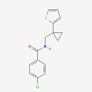 molecular formula C15H14ClNOS B2553427 4-chloro-N-((1-(thiophen-2-yl)cyclopropyl)methyl)benzamide CAS No. 1207047-22-0