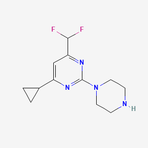 molecular formula C12H16F2N4 B2553431 4-Cyclopropyl-6-(difluoromethyl)-2-piperazin-1-ylpyrimidine CAS No. 869952-76-1