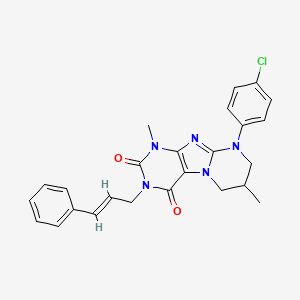9-(4-chlorophenyl)-3-cinnamyl-1,7-dimethyl-6,7,8,9-tetrahydropyrimido[2,1-f]purine-2,4(1H,3H)-dione