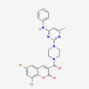3-{[4-(4-anilino-6-methylpyrimidin-2-yl)piperazin-1-yl]carbonyl}-6,8-dibromo-2H-chromen-2-one