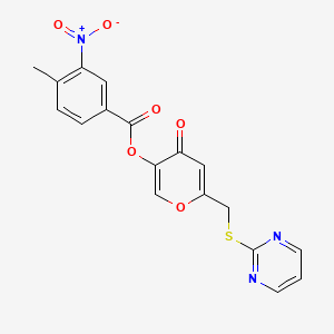 4-Methyl-3-nitrobenzoic acid [4-oxo-6-[(2-pyrimidinylthio)methyl]-3-pyranyl] ester