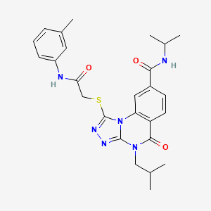 molecular formula C26H30N6O3S B2553546 1-({[(3-methylphenyl)carbamoyl]methyl}sulfanyl)-4-(2-methylpropyl)-5-oxo-N-(propan-2-yl)-4H,5H-[1,2,4]triazolo[4,3-a]quinazoline-8-carboxamide CAS No. 1111221-74-9