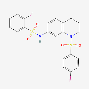 2-fluoro-N-(1-((4-fluorophenyl)sulfonyl)-1,2,3,4-tetrahydroquinolin-7-yl)benzenesulfonamide