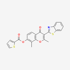 molecular formula C23H15NO4S2 B2553553 3-(1,3-benzothiazol-2-yl)-2,8-dimethyl-4-oxo-4H-chromen-7-yl thiophene-2-carboxylate CAS No. 383899-29-4