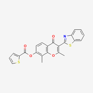 3-(benzo[d]thiazol-2-yl)-2,8-dimethyl-4-oxo-4H-chromen-7-yl thiophene-2-carboxylate