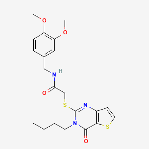 2-({3-butyl-4-oxo-3H,4H-thieno[3,2-d]pyrimidin-2-yl}sulfanyl)-N-[(3,4-dimethoxyphenyl)methyl]acetamide