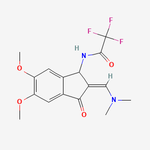 molecular formula C16H17F3N2O4 B2553561 N-[(2Z)-2-[(dimethylamino)methylidene]-5,6-dimethoxy-3-oxo-2,3-dihydro-1H-inden-1-yl]-2,2,2-trifluoroacetamide CAS No. 691873-24-2