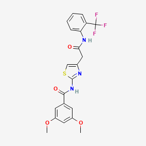 3,5-dimethoxy-N-(4-(2-oxo-2-((2-(trifluoromethyl)phenyl)amino)ethyl)thiazol-2-yl)benzamide