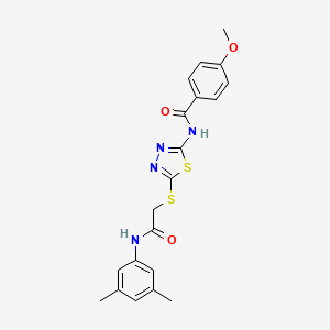 molecular formula C20H20N4O3S2 B2553577 N-[5-({[(3,5-dimethylphenyl)carbamoyl]methyl}sulfanyl)-1,3,4-thiadiazol-2-yl]-4-methoxybenzamide CAS No. 392296-36-5