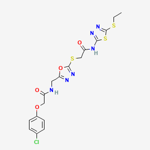 2-(4-chlorophenoxy)-N-((5-((2-((5-(ethylthio)-1,3,4-thiadiazol-2-yl)amino)-2-oxoethyl)thio)-1,3,4-oxadiazol-2-yl)methyl)acetamide